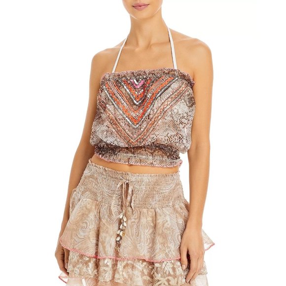 RAMY BROOK Luana Strapless Animal-Print Sequin Top - NWT - Size Large - Picture 3 of 3